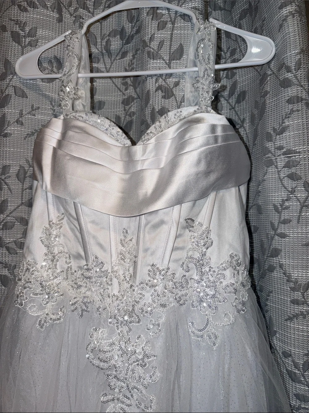 White Beaded Tulle Party Dress for Teens. Size 8